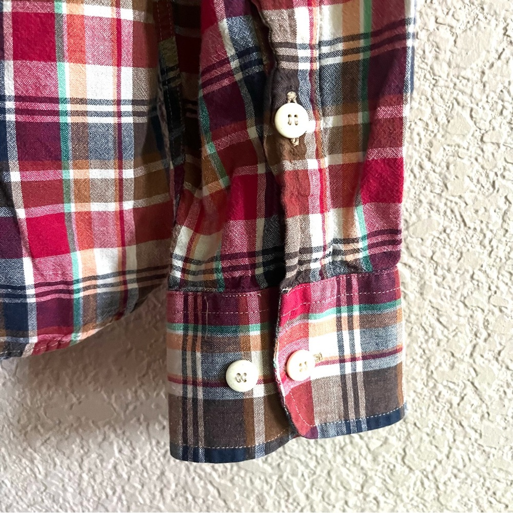 Kiel James Patrick Shirt Mens M Indian Madras Red Plaid Button Down Long Sleeve‎ - Picture 9 of 10